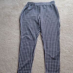 Black and White plaid straight leg Pants